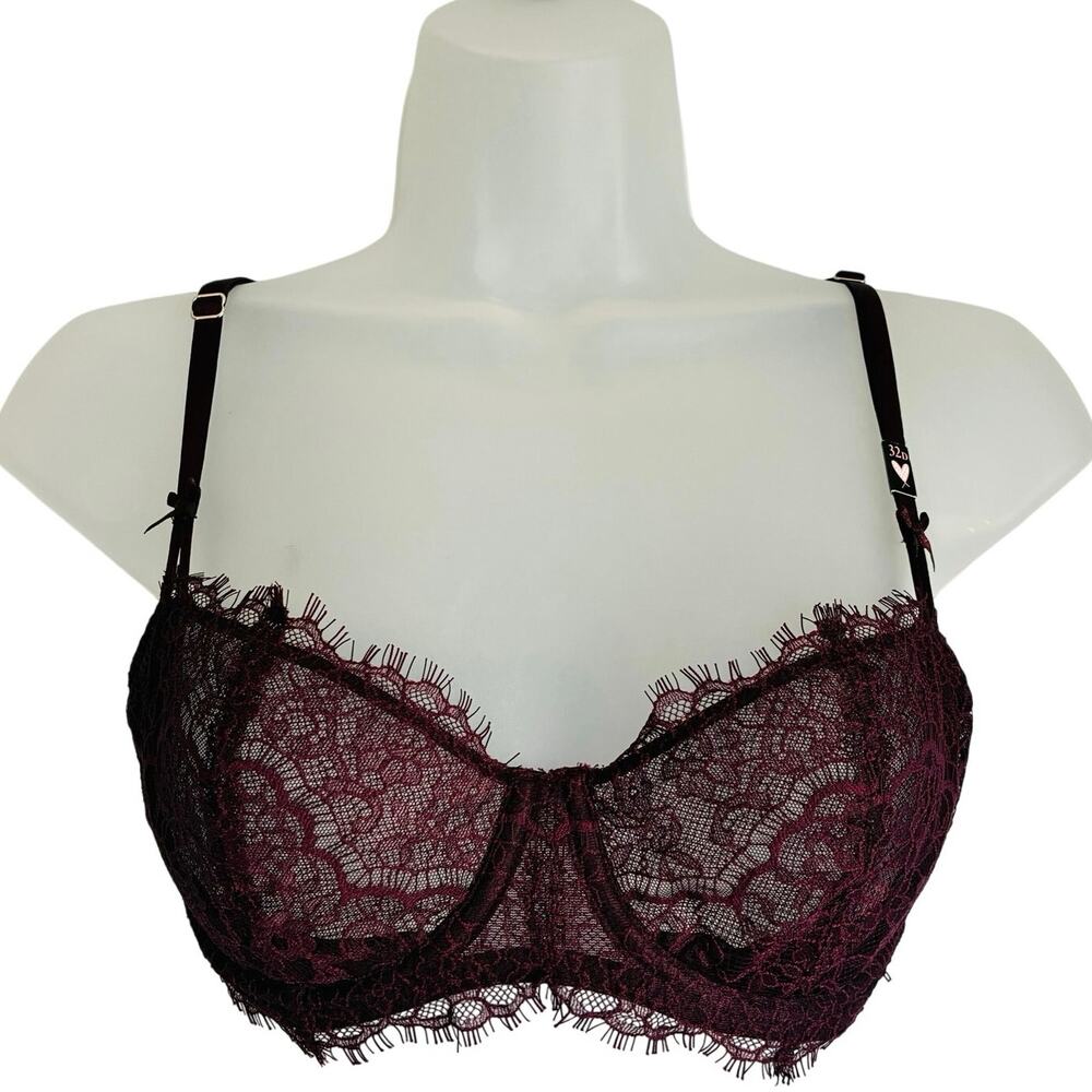 Victoria's Secret Dream Angels Without Pushup Bra 32D Burgundy NWT